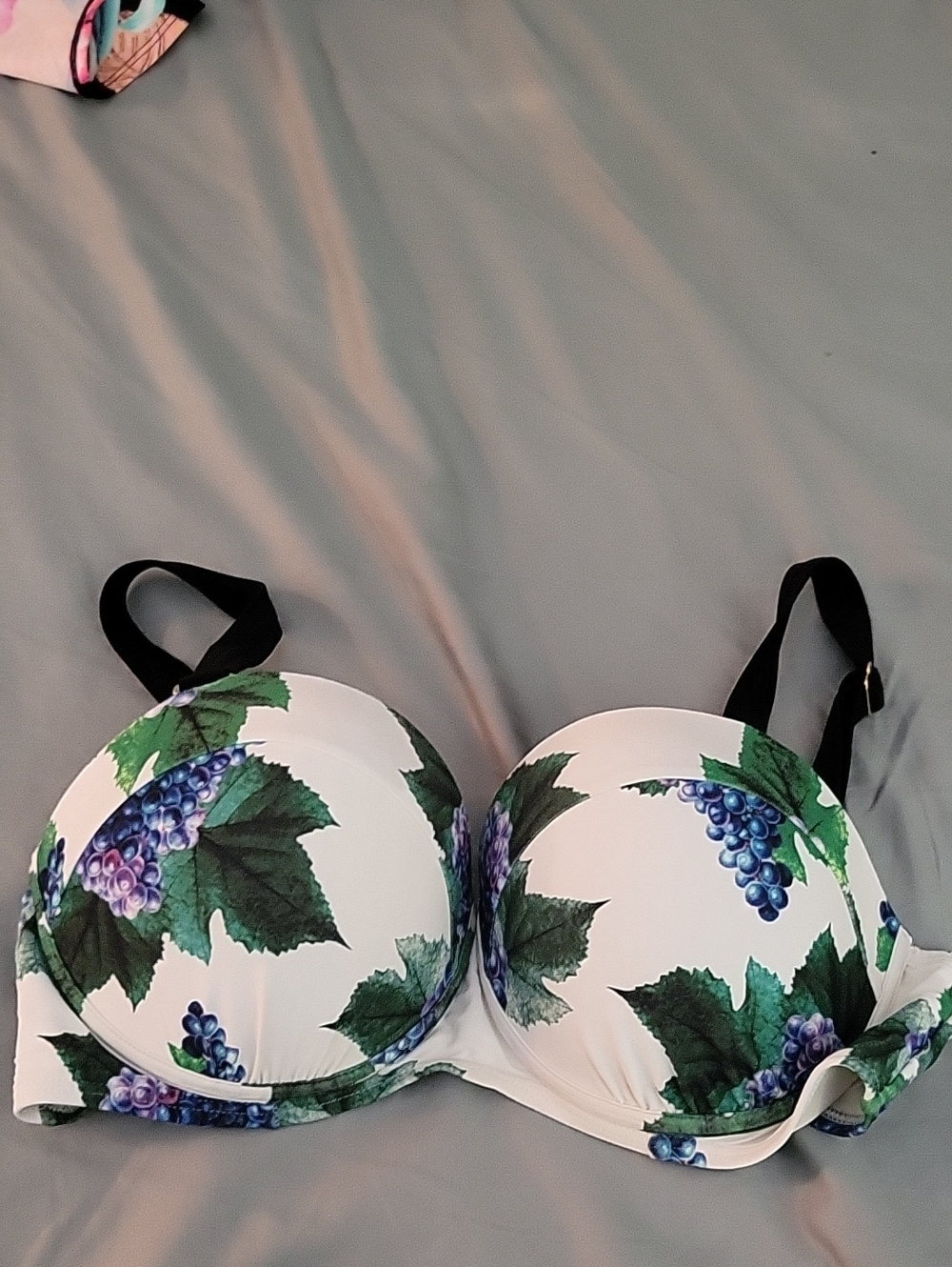 Women's Bra Style Bikini Top With Underwire, Purple Grape Print